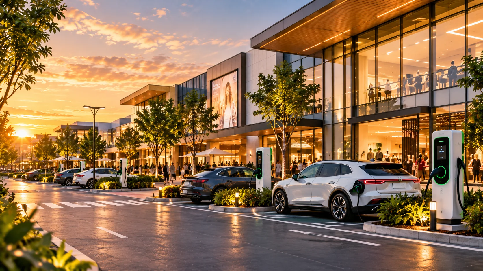 Shopping centre with convenient EV charging facilities